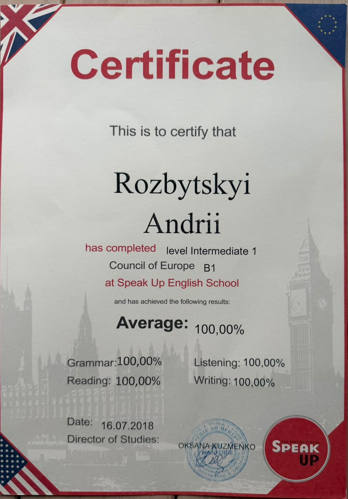 English · Intermediate 1